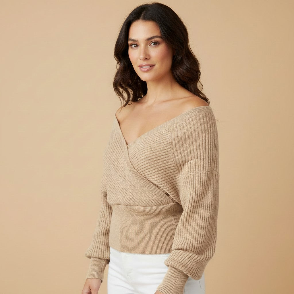 Freya | Dames trui met off-shoulder lange mouwen