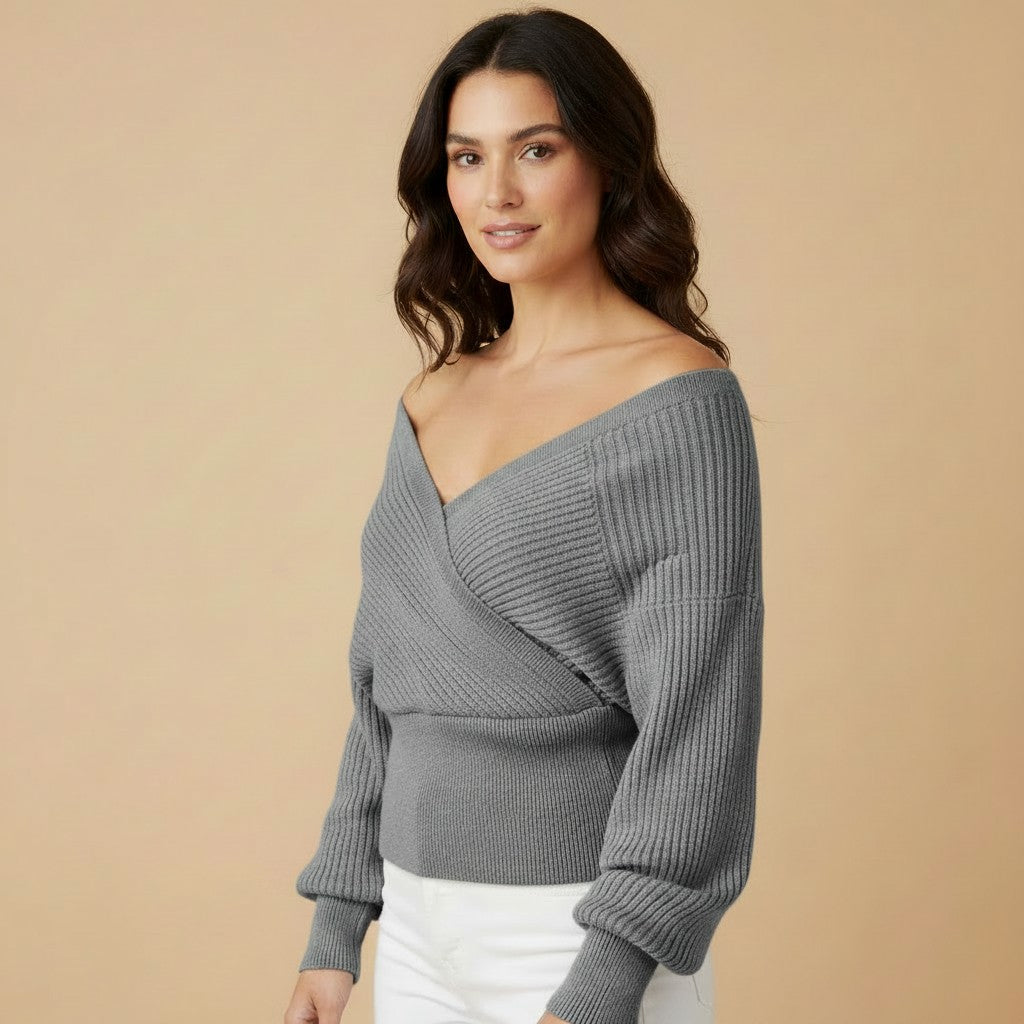 Freya | Dames trui met off-shoulder lange mouwen
