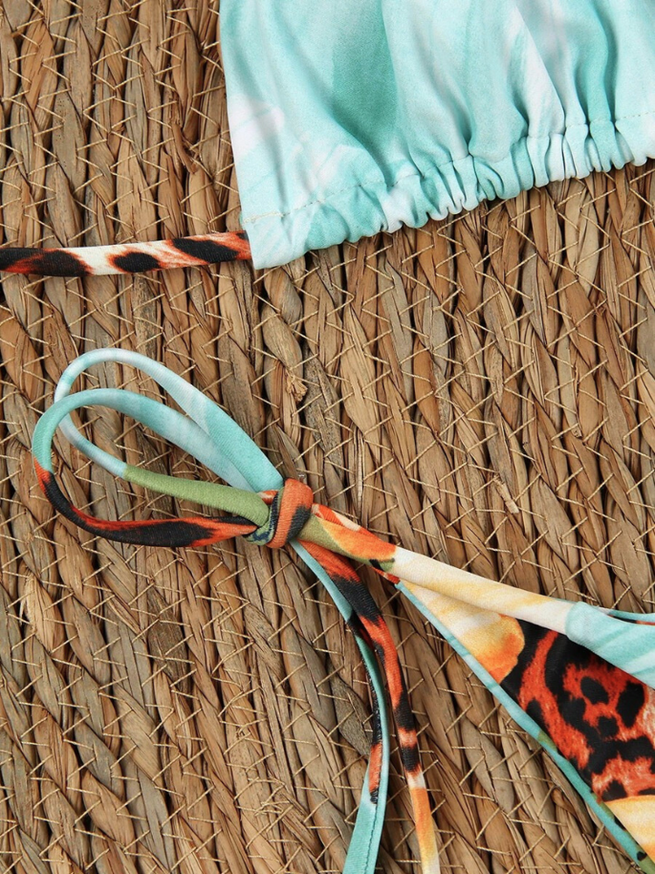 Anya | Dames bikiniset met rok en tropische print