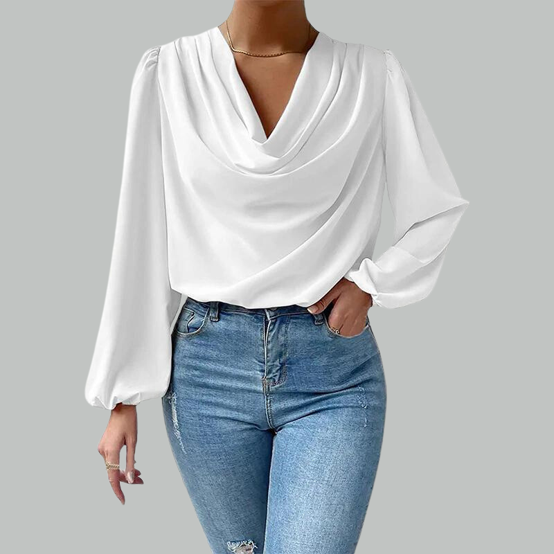 Blake | Damesblouse met gedrapeerde en lange mouwen