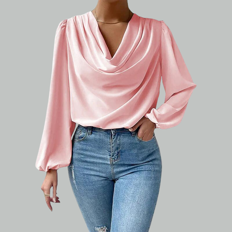 Blake | Damesblouse met gedrapeerde en lange mouwen