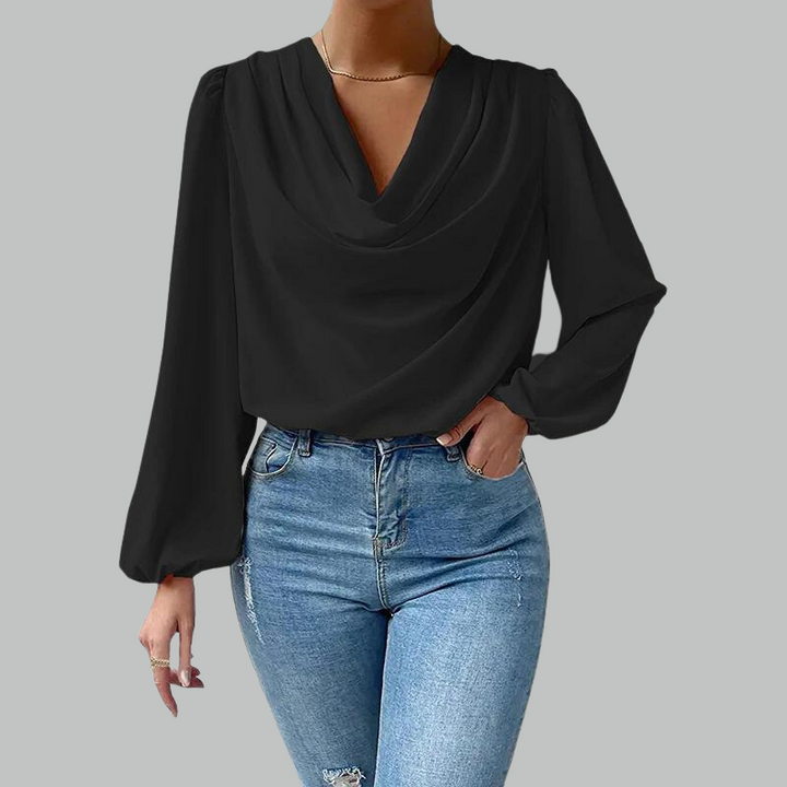 Blake | Damesblouse met gedrapeerde en lange mouwen