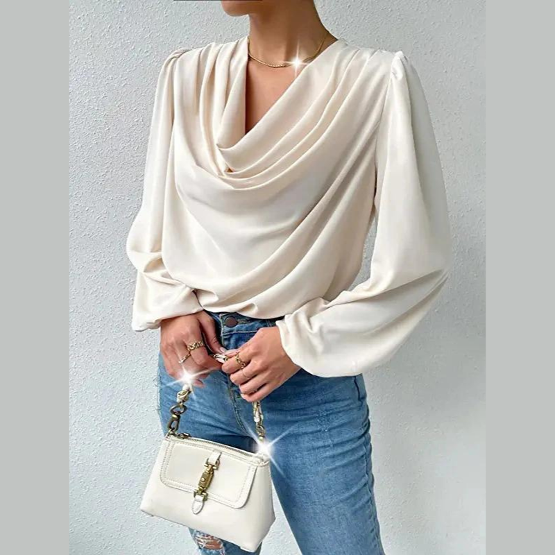 Blake | Damesblouse met gedrapeerde en lange mouwen