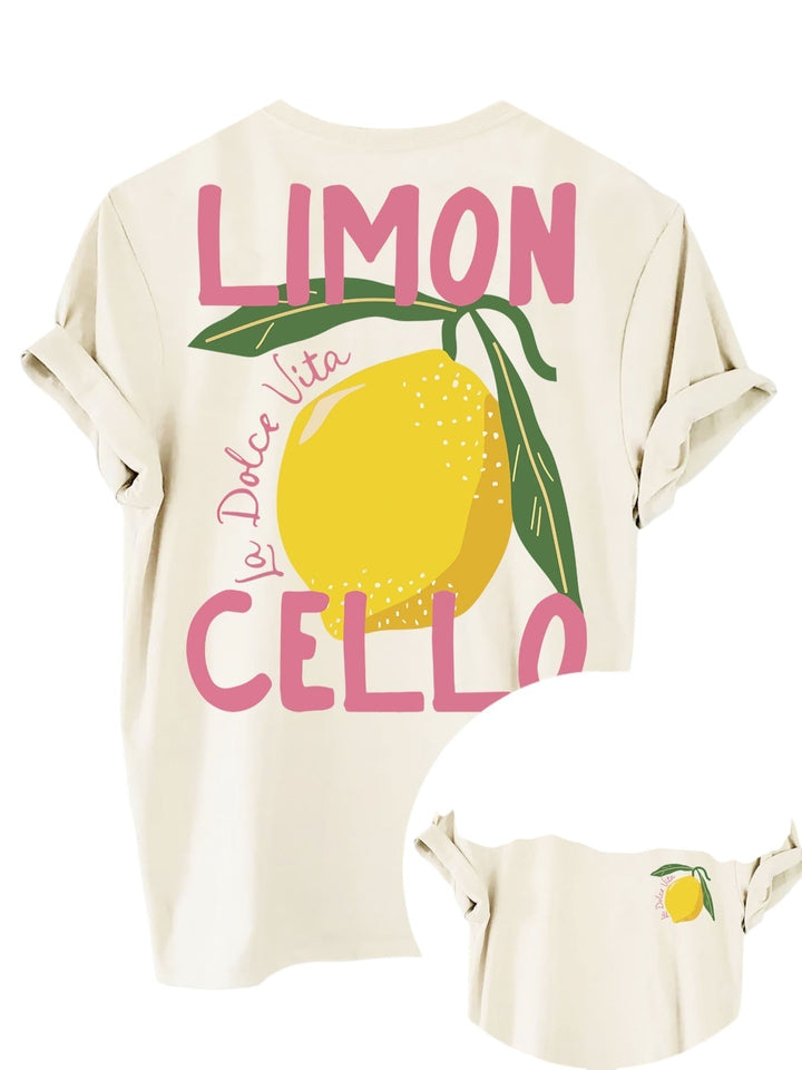 Anaiah | Dames T-shirt met citroenprint tekstprint