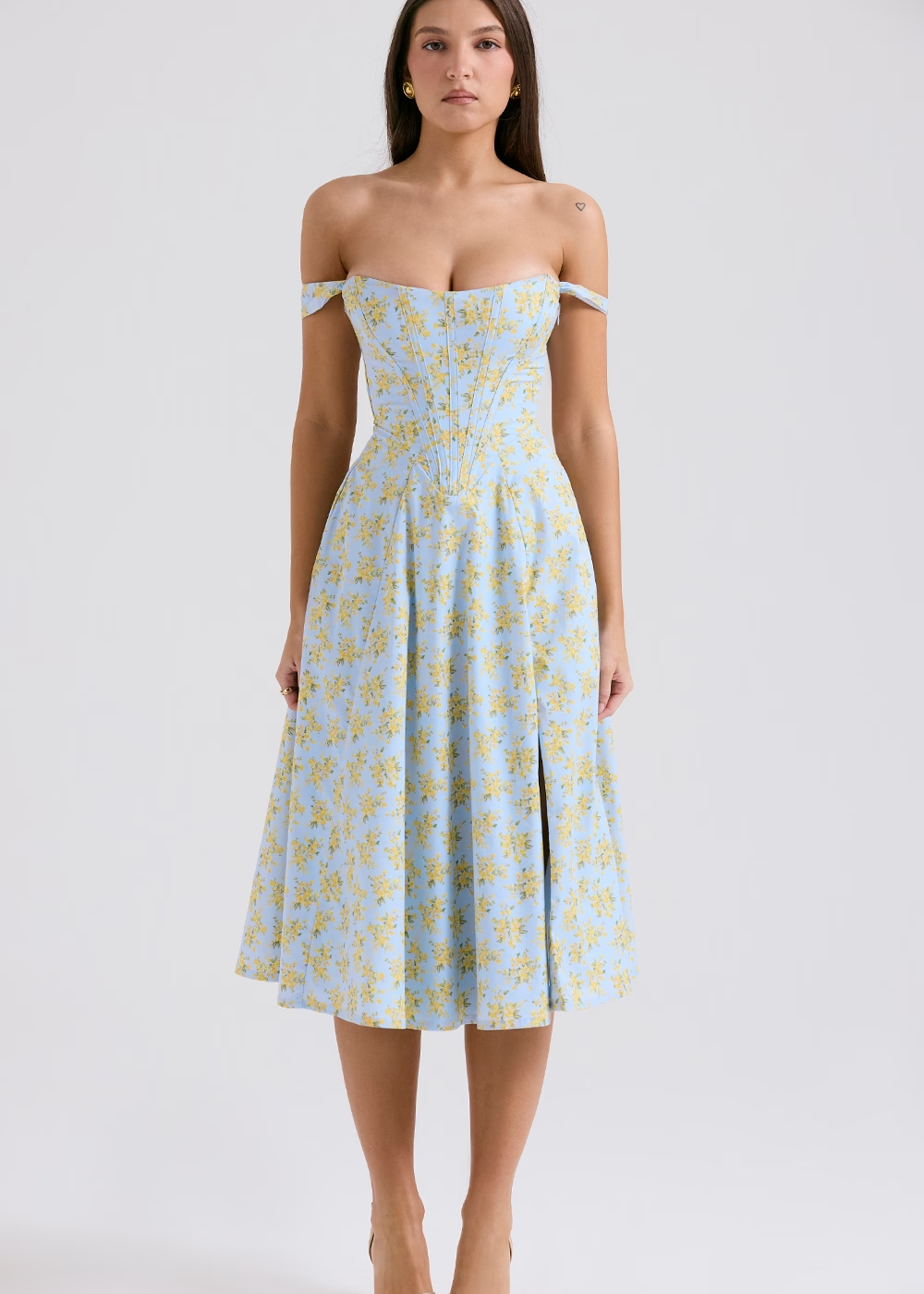 Lina | Dames Midi Jurk - Elegante Bloemenprint, Flatterend Silhouet