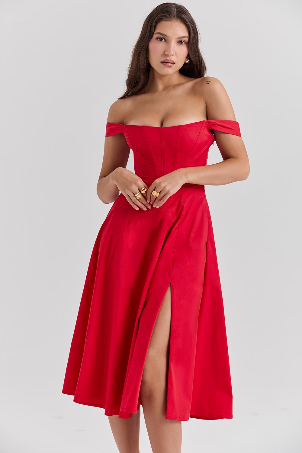 Lina | Dames Midi Jurk - Elegante Bloemenprint, Flatterend Silhouet