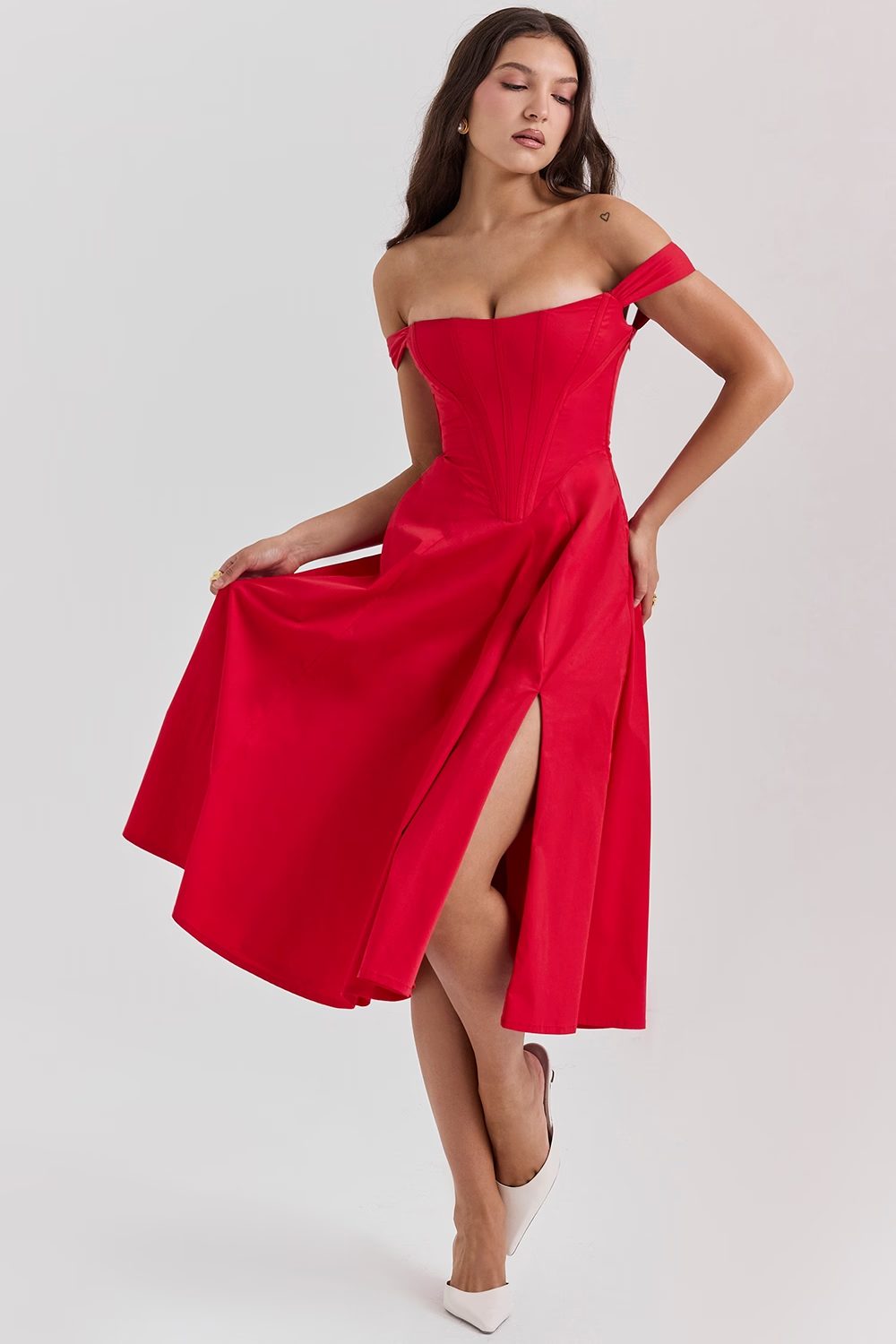 Lina | Dames Midi Jurk - Elegante Bloemenprint, Flatterend Silhouet