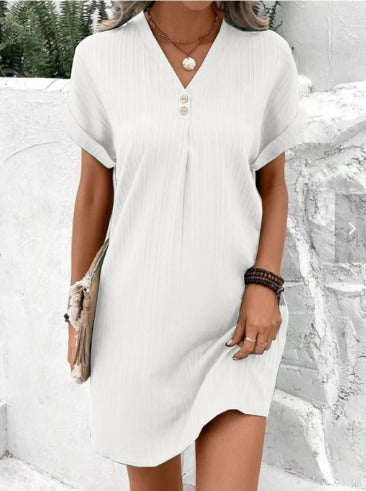 Lois | V-hals Midi Jurk Dames - Ademend, Comfortabel en Trendy