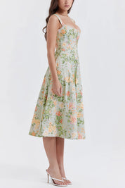 Janice | Bloemmotief Midi-Jurk - Elegante Split, Luchtig en Zomers