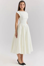 Livia | Elegante Midi Jurk Dames - Modern Design met Ruches, Hoogwaardige Stof