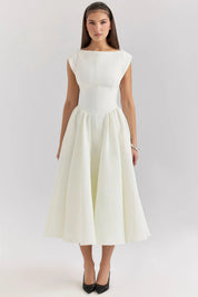 Livia | Elegante Midi Jurk Dames - Modern Design met Ruches, Hoogwaardige Stof