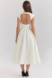 Livia | Elegante Midi Jurk Dames - Modern Design met Ruches, Hoogwaardige Stof