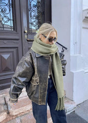 Lori | Vintage Look Leren Jas voor Dames - Trendy Gewassen Look