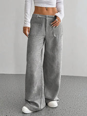 Leni | Dames Hoge Taille Corduroy Broek - Comfortabele Wijde Pijpen