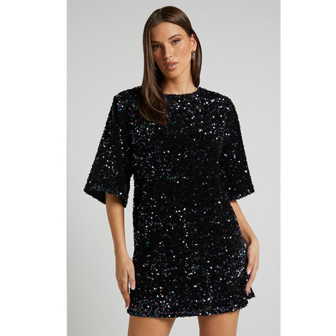 Issy | Luxe Pailletten Mini-Jurk met Open Rug