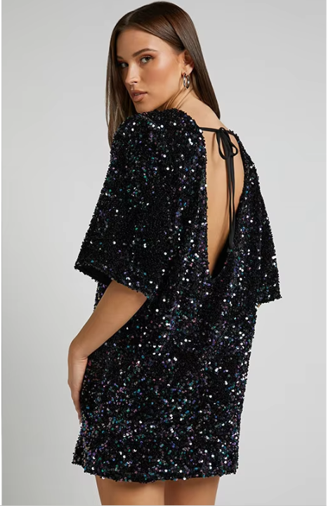 Issy | Luxe Pailletten Mini-Jurk met Open Rug
