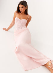 Lysandra | Kanten Corset Top met Luxe Satijnen Rok - Tweedelige Roze Set