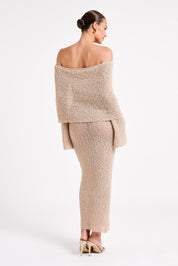 Angel | Bouclé Off-Shoulder Maxi Jurk