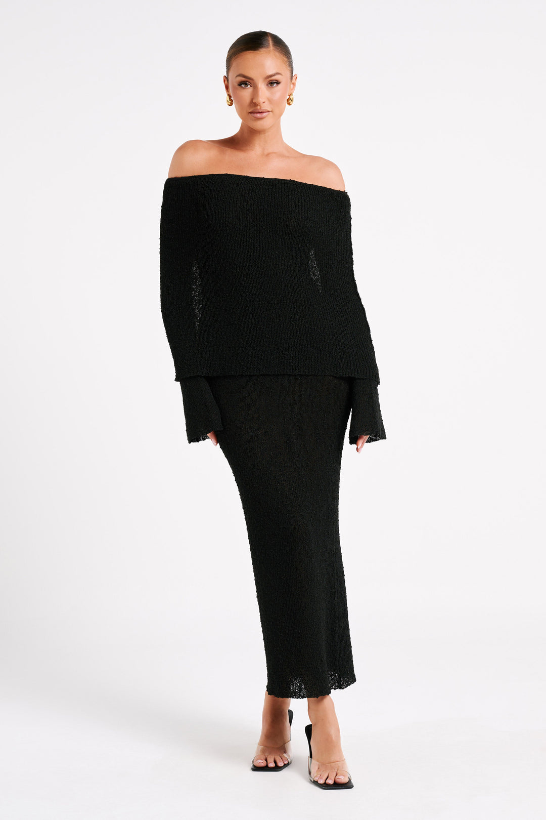 Elliott | Dames jurk met off-shoulder en lange mouwen