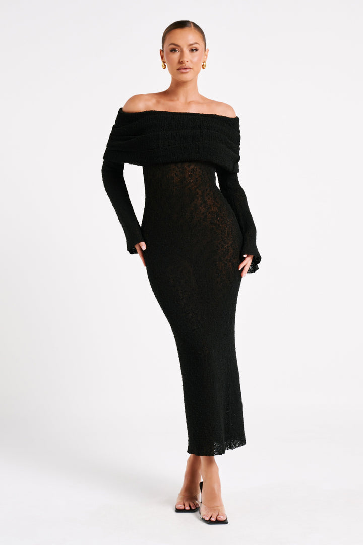 Elliott | Dames jurk met off-shoulder en lange mouwen