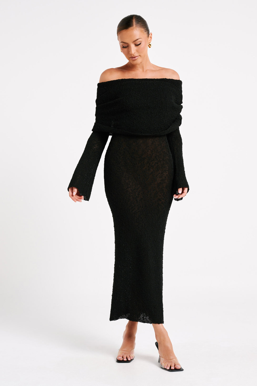 Elliott | Dames jurk met off-shoulder en lange mouwen