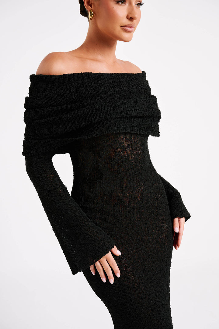 Elliott | Dames jurk met off-shoulder en lange mouwen