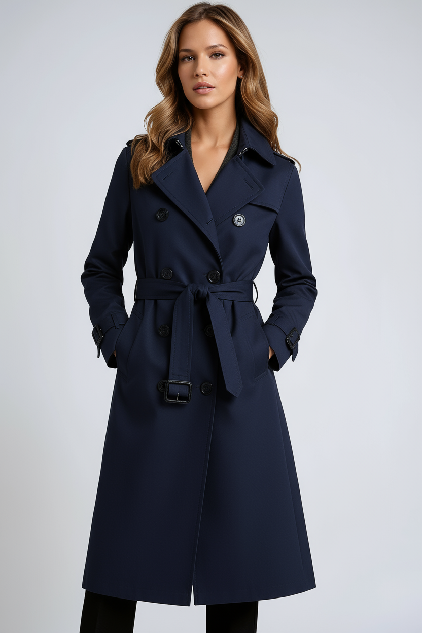 Alaina | Dames trenchcoat met ceintuur en knoopsluiting