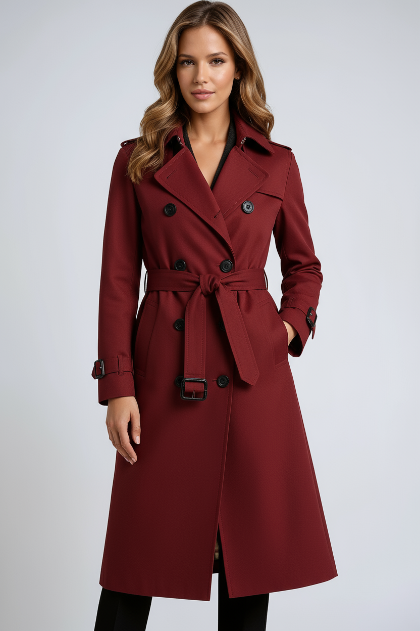 Alaina | Dames trenchcoat met ceintuur en knoopsluiting