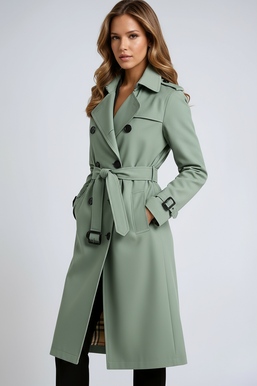 Alaina | Dames trenchcoat met ceintuur en knoopsluiting