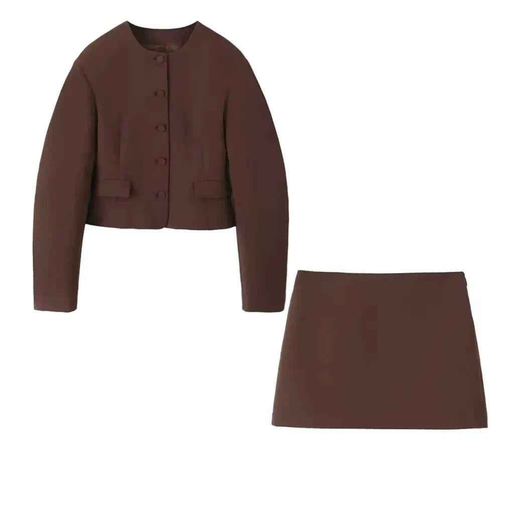 Madison | Trendy Tweedelige Set met Jasje en Rok