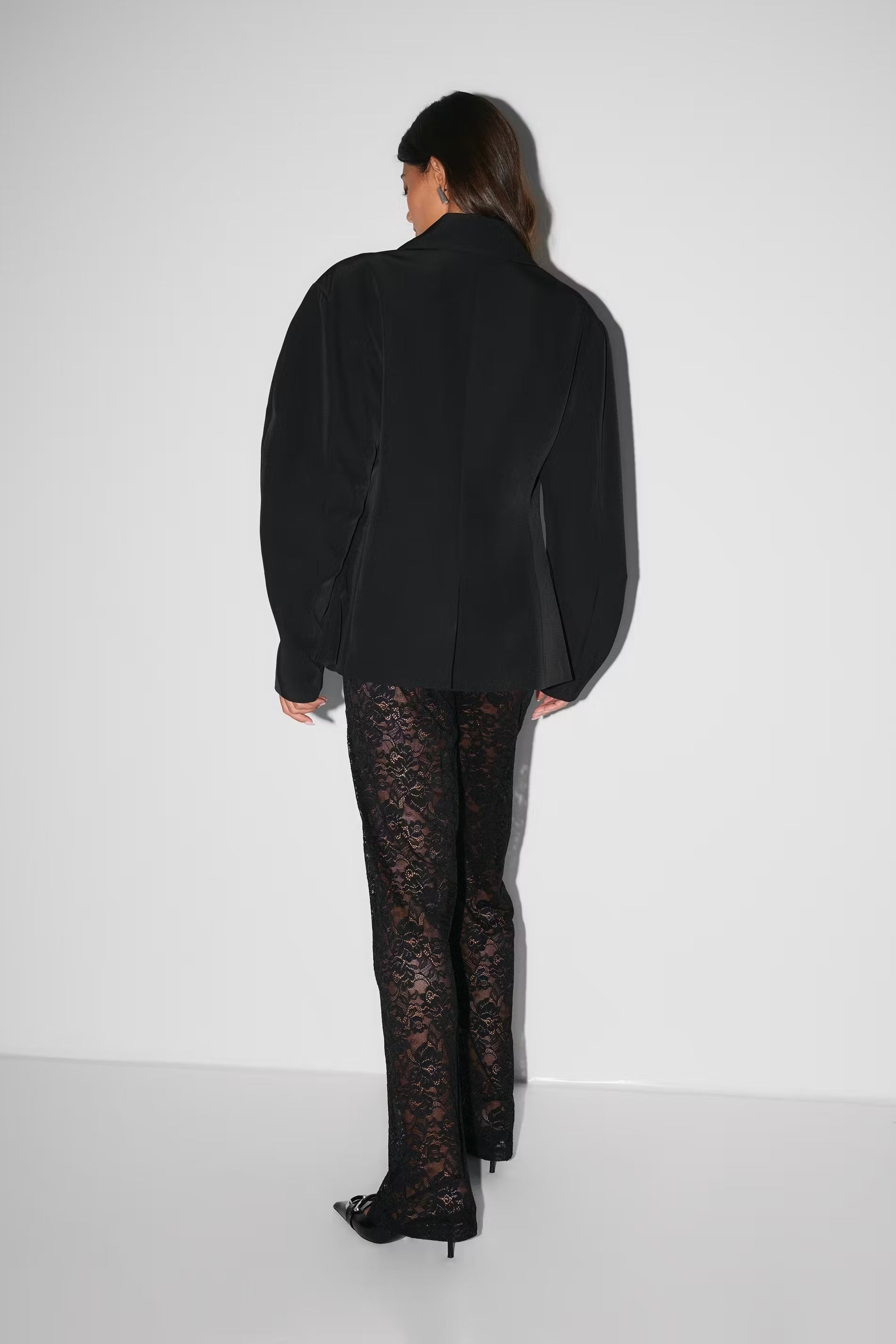 Néva | Flared Broek met Kant en Hoge Taille