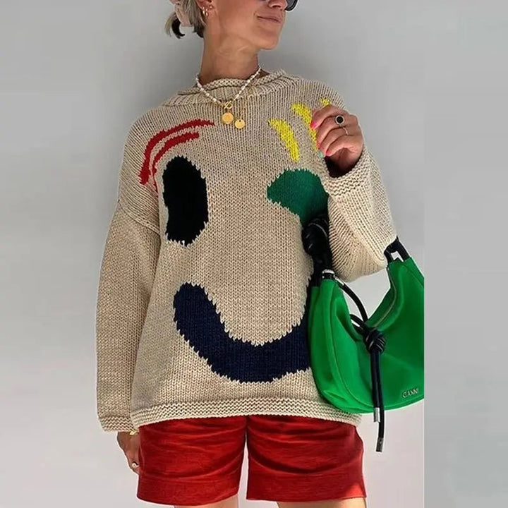 Malia | Dames Trui met Smile Patroon Oversized
