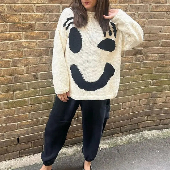 Malia | Dames Trui met Smile Patroon Oversized