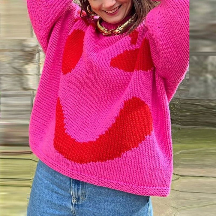 Malia | Dames Trui met Smile Patroon Oversized