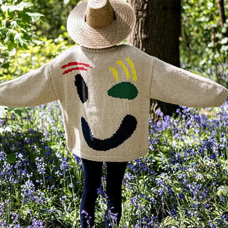 Malia | Dames Trui met Smile Patroon Oversized