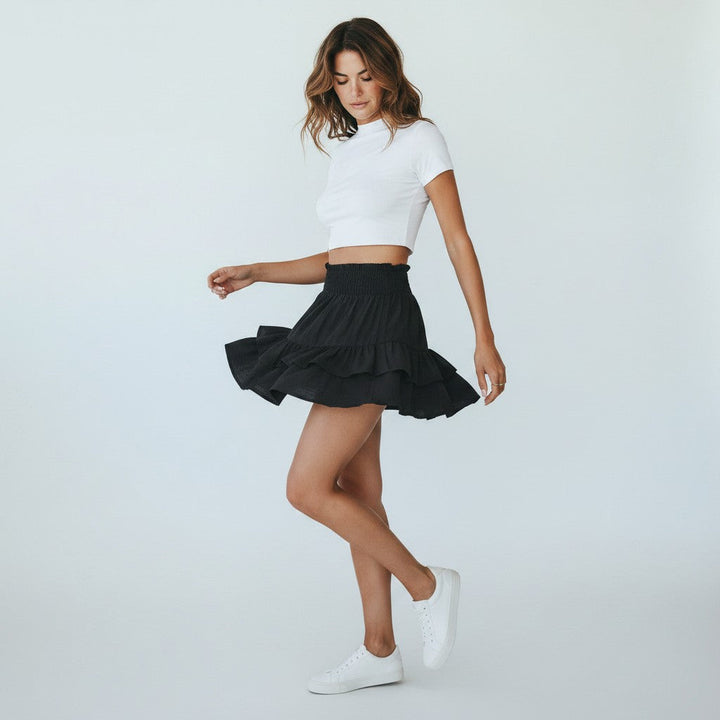Sage | Dames rok met ruches en elastische taille