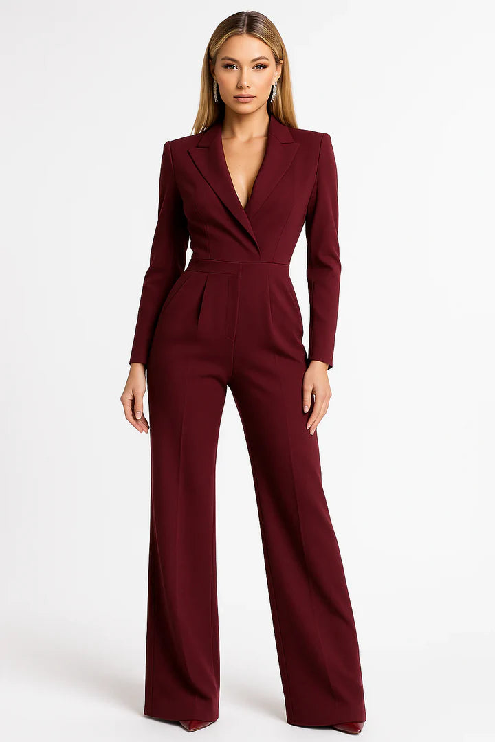 Maya | Elegante Jumpsuit Dames met V-hals - Getailleerd, Wide-leg