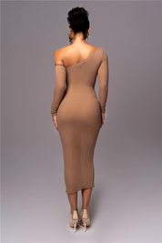Maya | Moderne Midi-Jurk - Luxe Zachte Stof met Unieke Details