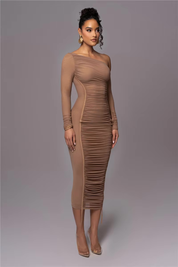 Maya | Moderne Midi-Jurk - Luxe Zachte Stof met Unieke Details