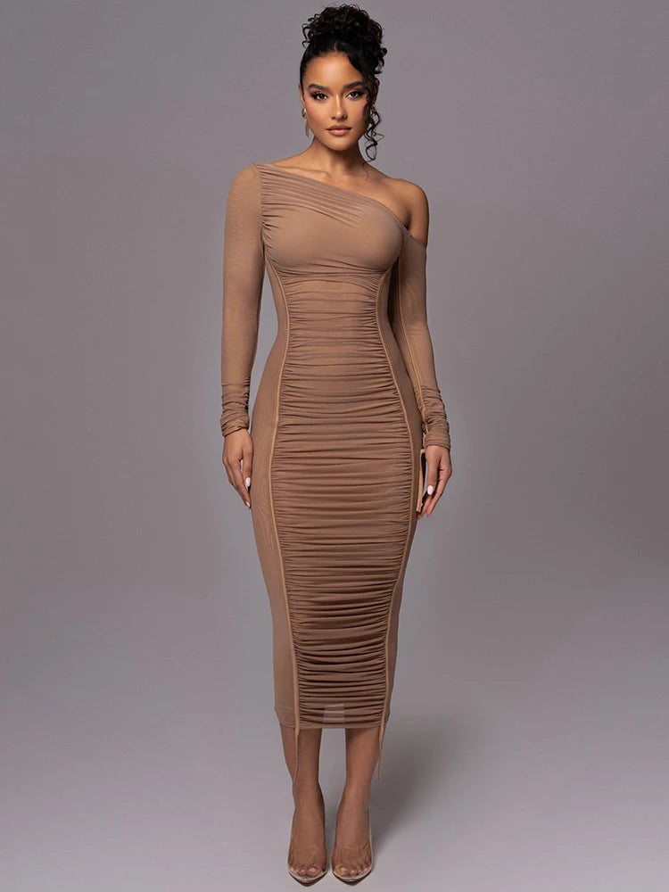 Maya | Moderne Midi-Jurk - Luxe Zachte Stof met Unieke Details