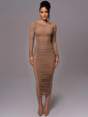 Maya | Moderne Midi-Jurk - Luxe Zachte Stof met Unieke Details