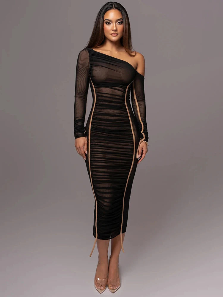 Maya | Moderne Midi-Jurk - Luxe Zachte Stof met Unieke Details