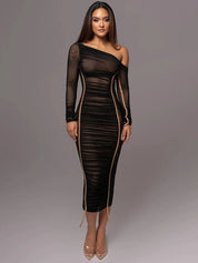 Maya | Moderne Midi-Jurk - Luxe Zachte Stof met Unieke Details