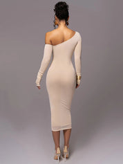 Maya | Moderne Midi-Jurk - Luxe Zachte Stof met Unieke Details