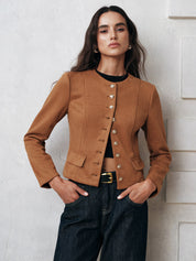 Metrico | Suede Korte Dames Jas - Elegante Pasvorm