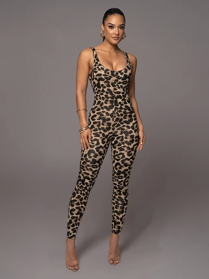 Loïs | Dames jumpsuit met dierenprint smalle bandjes