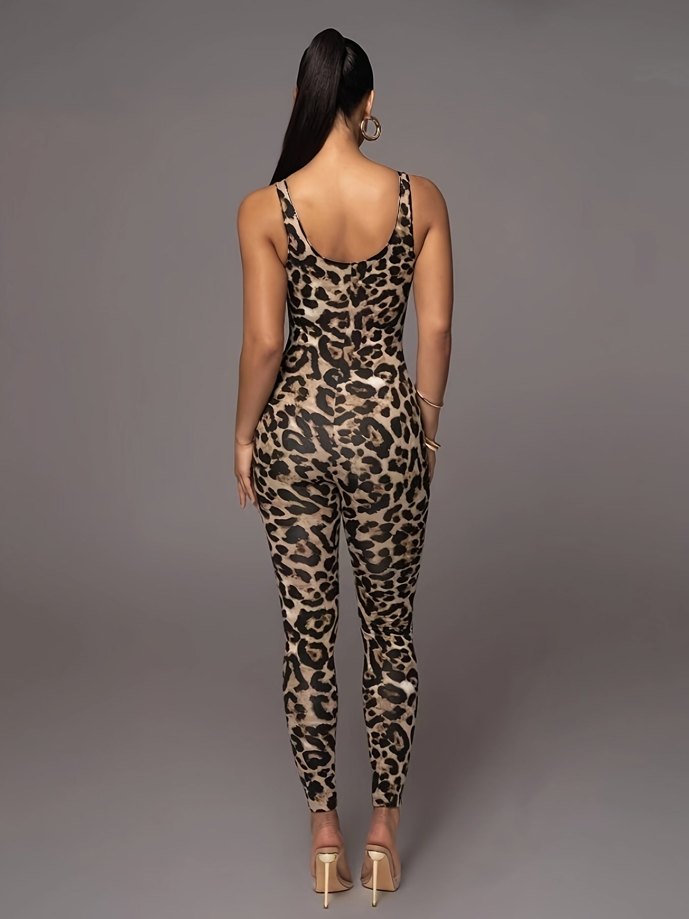 Tosh | Panterprint Jumpsuit Dames – Mouwloos - Slim Fit & Stretch