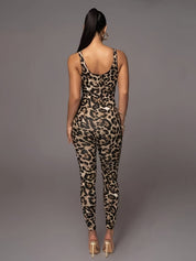 Tosh | Panterprint Jumpsuit Dames – Mouwloos - Slim Fit & Stretch