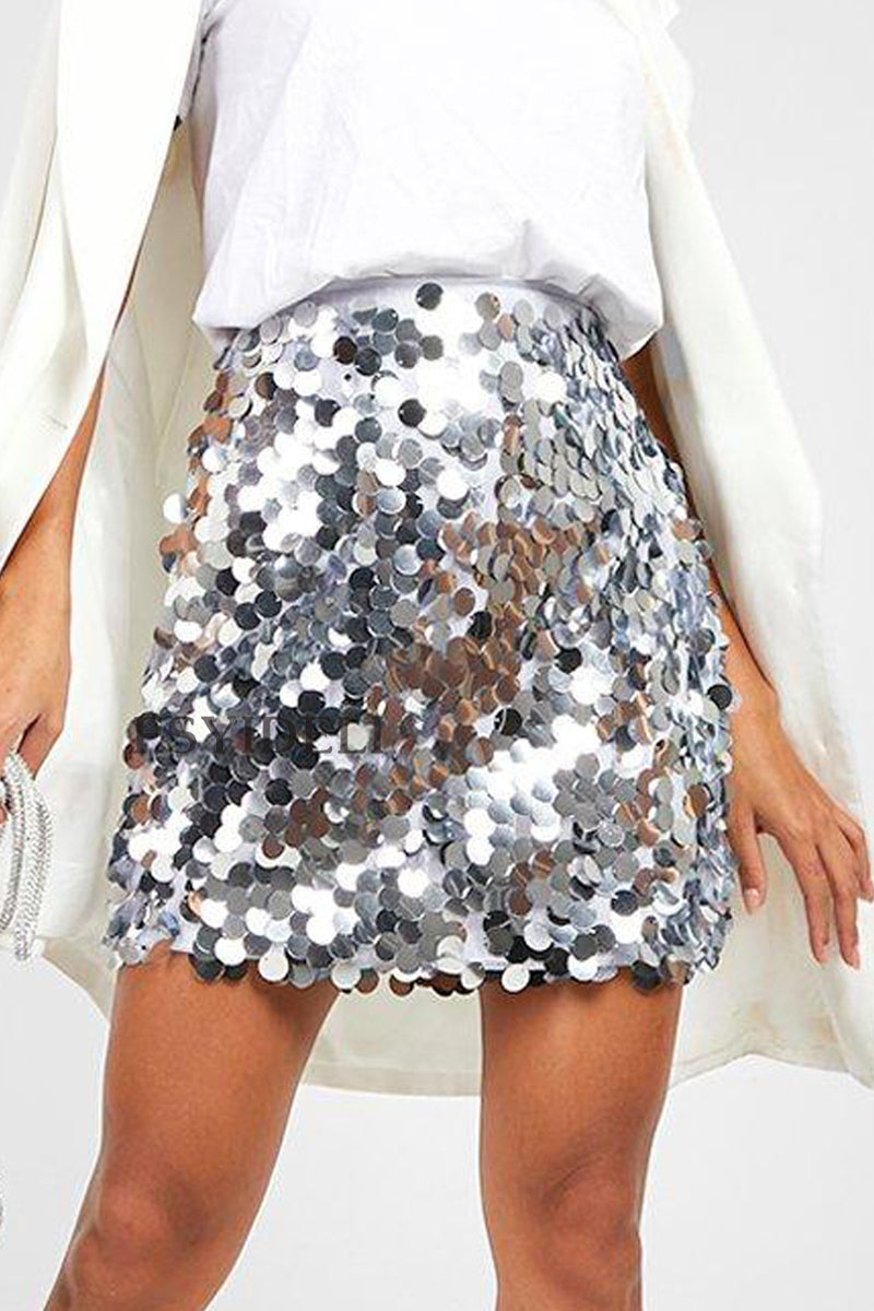 Oaklynn | Dames mini rok met pailletten effen design