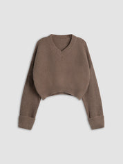 Minea | Comfy Cropped Dames Trui - V-Hals, Casual